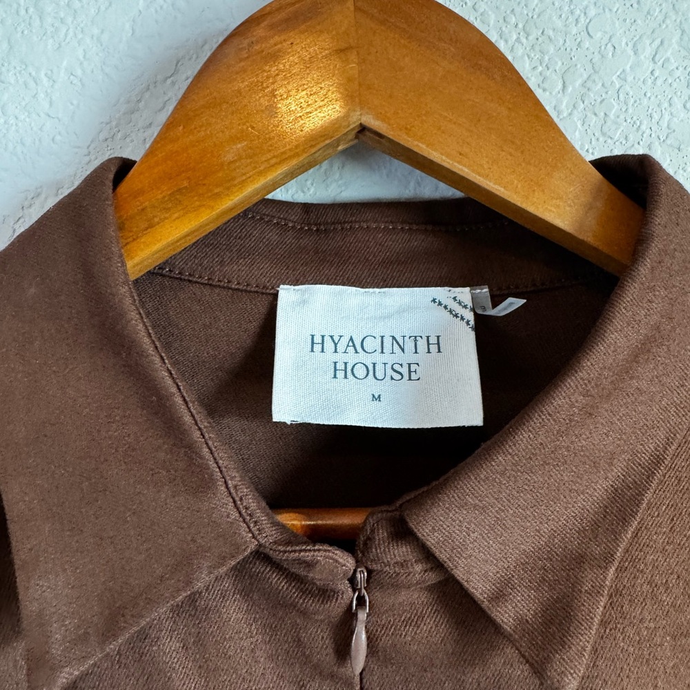 Tuckernuck Hyacinth House Chocolate Brown Puff Sleeve Denim Zip Midi Dress M - Picture 6 of 10